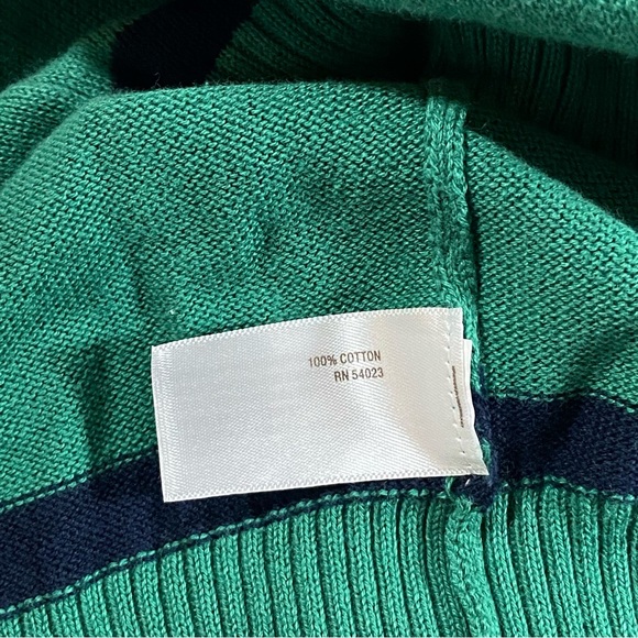 Old Navy 1/4 Zip Green Striped Mock Neck Lightweight Sweater - Men’s Large - Picture 10 of 12